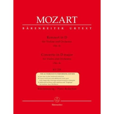 Mozart, W.A. Concierto nº4 en re m kv 218 para violin y piano (Barenreiter)