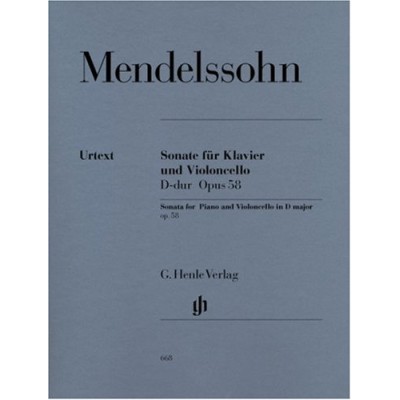 Mendelssohn. sonata para piano y cello en d major op.58 ed.henle verlag