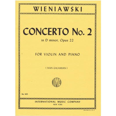 Wieniawski, Concierto nº 2 en re menor, op. 22 (Galamian) para violin y piano (IMC)