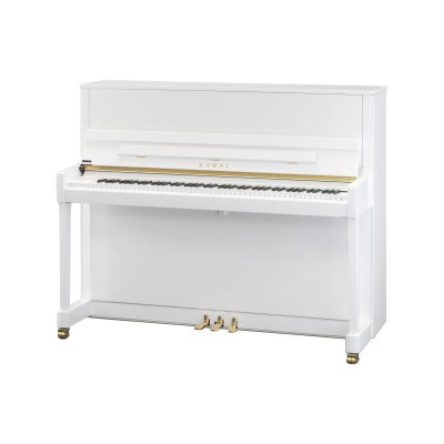 Piano acustico Kawai K-300(Herrajes plareados) Blanco pulido + banqueta