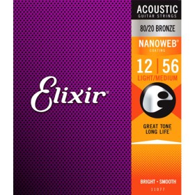 Juego Cuerdas Guitarra Acústica Elixir Nanoweb 11077 (12-56)