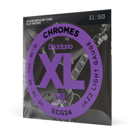 D'Addario ECG24 Chromes, cuerdas de entorchado plano para guitarra eléctrica, blandas para Jazz, 11-