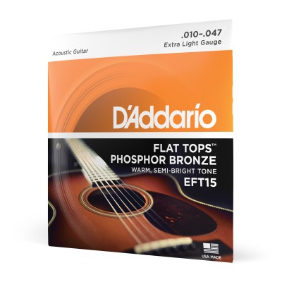 D'Addario EFT15 Flat Tops, cuerdas recubiertas de bronce fosforado para guitarra acústica, extra bla
