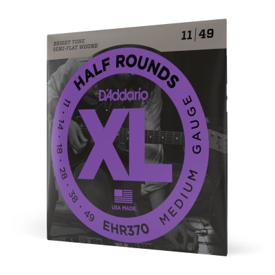 D'Addario EHR370 Half Round, cuerdas para guitarra eléctrica, tensión media, 11-49