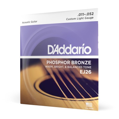 D'Addario EJ26, cuerdas de bronce fosforado para guitarra acústica, blandas personalizadas, 11-52