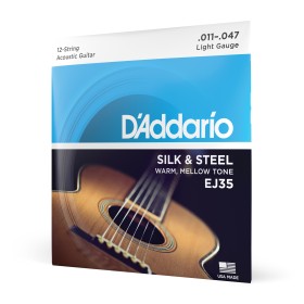 D'Addario EJ35 Silk y Steel, cuerdas para guitarra Folk de 12 cuerdas, 11-47