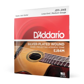 D'Addario EJ84M Gypsy Jazz, cuerdas para guitarra acústica, terminación de lazo, tensión media, 11-4