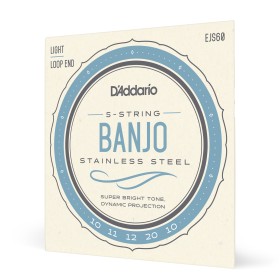 D’Addario EJS60. Cuerdas para banjo de 5 cuerdas, acero inoxidable, calibre fino, 9-20