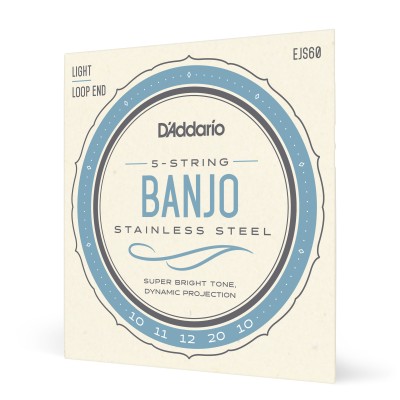 D’Addario EJS60. Cuerdas para banjo de 5 cuerdas, acero inoxidable, calibre fino, 9-20