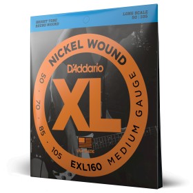 D'Addario EXL160, cuerdas para bajo con entorchado en níquel, tensión media, 50-105, escala larga