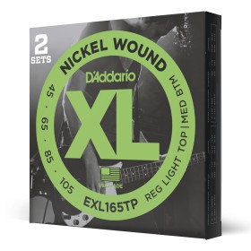 D'Addario EXL165TP, cuerdas para bajo con entorchado en níquel, blandas personalizadas, 45-105, 2 ju