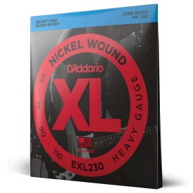 D'Addario EXL230, cuerdas para bajo con entorchado en níquel, duras, 55-110, escala larga