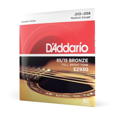 D'Addario EZ930, cuerdas para guitarra acústica, bronce 85/15, tensión media, 13-56