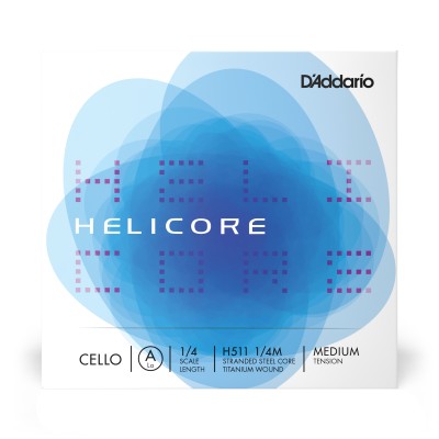 Cuerda individual La para violonchelo Helicore de D'Addario, escala 1/4, tensión media.