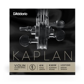 Cuerda individual Mi para violín con terminación de lazo Kaplan de D'Addario, serie Golden Spiral So