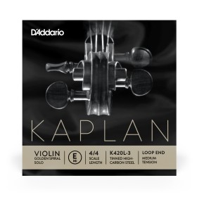 Cuerda individual Mi para violín con terminación de lazo Kaplan de D'Addario, serie Golden Spiral So