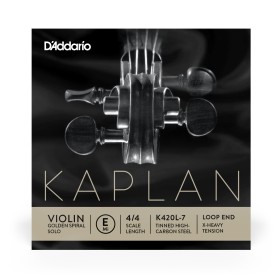 Cuerda individual Mi para violín con terminación de lazo Kaplan de D'Addario, escala 4/4, tensión ex
