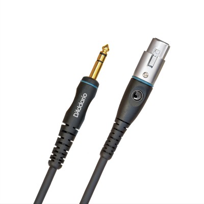 Cable para micrófono, serie Custom de D'Addario, de XLR hembra a 1/4 de pulgada, 25 pies (8 m).
