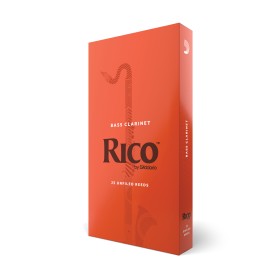 Cañas para clarinete bajo Rico, resistencia de 2.0, paquete de 25
