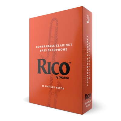 Cañas para clarinete contrabajo Rico, resistencia de 1.5, paquete de 10