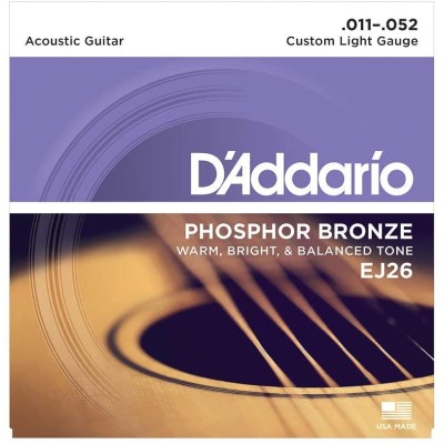 D'Addario EJ26 , cuerdas de bronce fosforo para guitarra ac?stica, 11-52