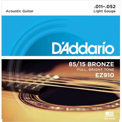 D'Addario EZ910 Juego de cuerdas para guitarra ac?stica de bronce, 011 - 052