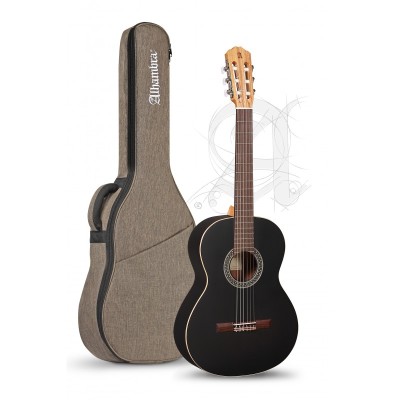 Guitarra clasica alhambra 4/4 1c black satin + funda 9730