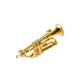 Broche 3D trompeta plateado/dorado
