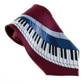 Corbata teclado piano Burdeos